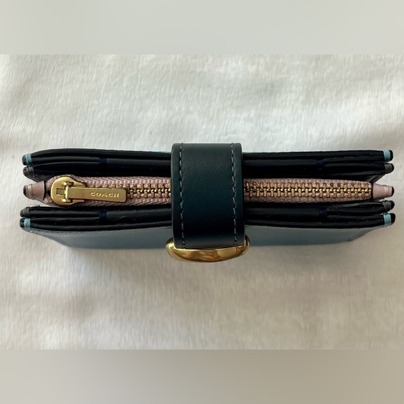 Coach blue tabby gradient card case holder with zipper inside pouch - Picture 5 of 12